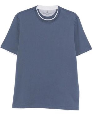 Brunello Cucinelli T-Shirt With Faux-Layering - Blue
