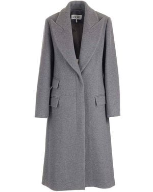 Loewe Wool And Cashmere Long Coat - Grey