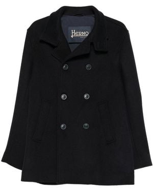 Herno Double-Breasted Short Coat - Black
