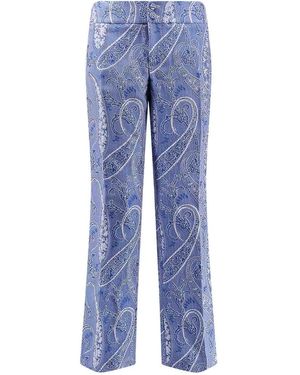 Etro Paisley Jacquard Trousers - Blue