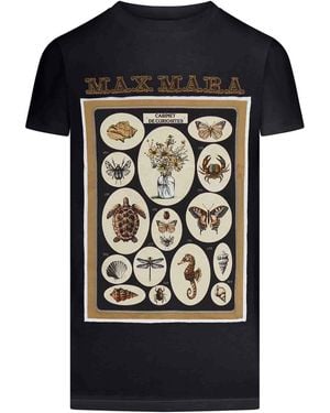 Max Mara Cotton Jersey T-Shirt With Print - Black