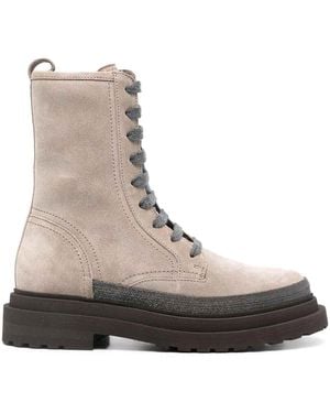 Brunello Cucinelli Monili Suede Boots - Brown