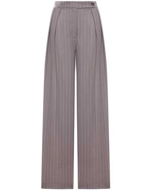 Dries Van Noten Wide-Leg Pinstriped Fabric Pants With Pleats - Purple