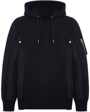 Sacai Cotton And Nylon Hoodie - Blue