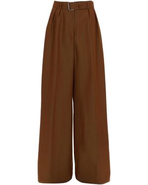 Dries Van Noten Tailored Pants With Belt - Brown
