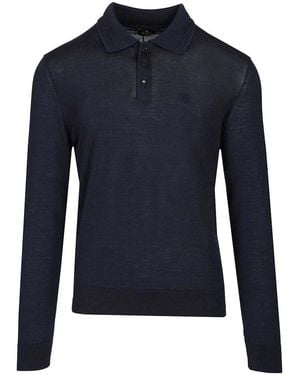 Etro Wool And Silk Polo Shirt - Blue