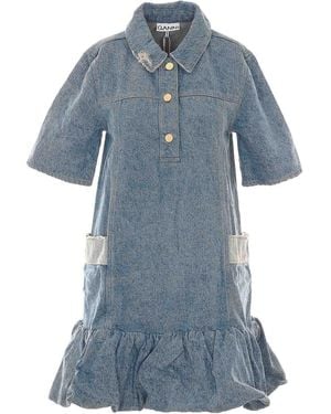Ganni Denim Patchwork Dress - Blue
