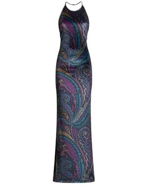 Etro Paisley Halterneck Maxi Dress - Blue