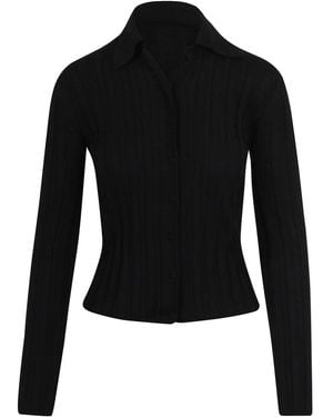 Plan C Ribbed Cardigan - Black