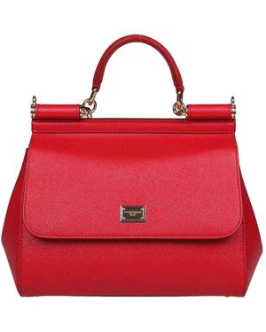 Dolce & Gabbana Sicily Average Leather Bag Dauphine - Red