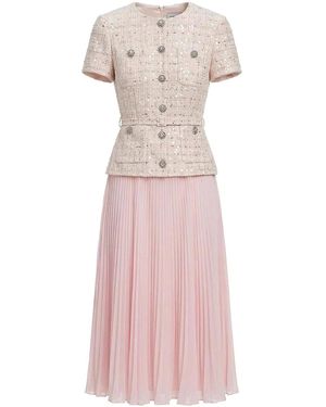 Self-Portrait Sequin Boucle Tailored Midi Dress - Pink