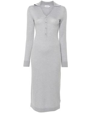 Calvin Klein Ribbed Wool Polo Dress - Grey