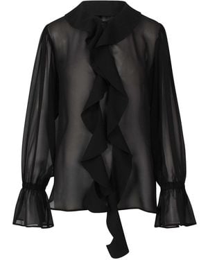 Nina Ricci Sheer Lavallière Blouse - Black