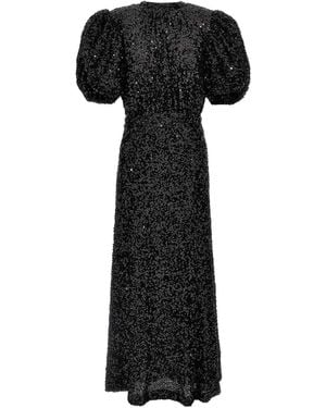 ROTATE BIRGER CHRISTENSEN All-Over Sequin-Embellished Midi Dress With Ribbon Fastening - Black