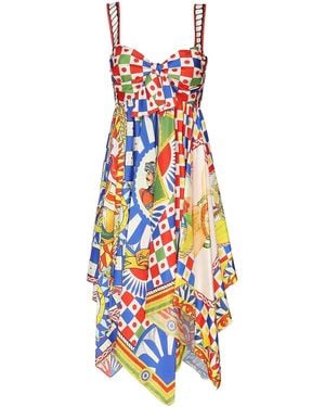 Dolce & Gabbana Carretto Print Silk Dress - White