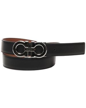 Ferragamo Reversible Gancini Belt - White