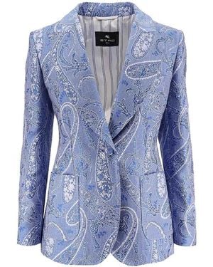 Etro Single-Breasted Blazer - Blue
