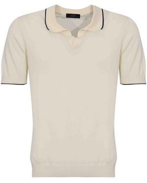 Fay Cotton Knitted Polo Shirt - Natural