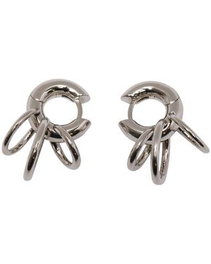 Panconesi Charm Detail Huggies Hoops - White