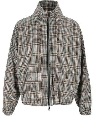 Fabiana Filippi Check-Pattern Zipped Bomber Jacket - Gray