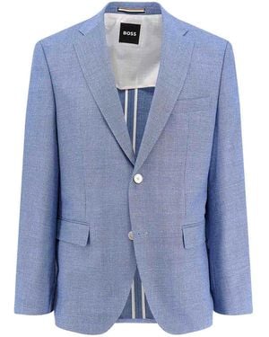 BOSS Lined Virgin Wool Blend Jacket - Blue