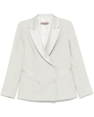 D. EXTERIOR Light Double-Breasted Blazer - White