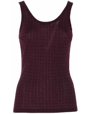 Elisabetta Franchi Logo-Print Sleeveless Top - Purple
