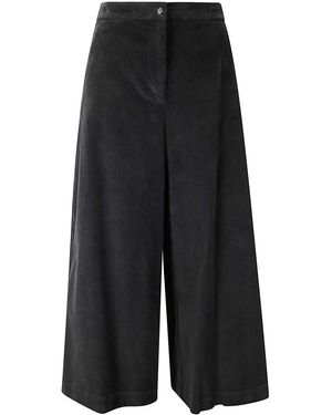 Stefano Mortari Moleskin Wide Leg Trousers - Black