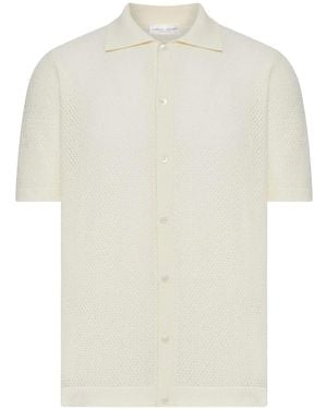 Roberto Collina Perforated Knit Shirt With Classic Collar - White