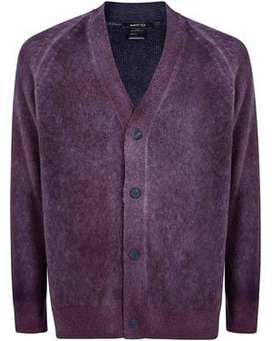 Avant Toi Brushed Cashmere V Neck Cardigan - Purple