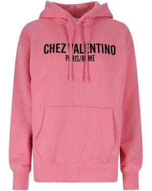 Valentino Logo Hooded Sweatshirt - Pink