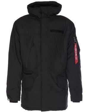 Alpha Industries Jacket With Striped Hoodie - Black