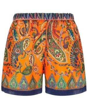 Etro Ramie Shorts - Orange