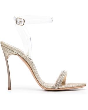 Casadei Glittered Leather Sandals - White