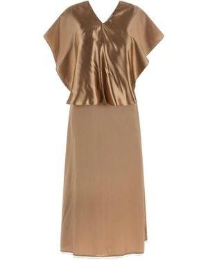 Fabiana Filippi Dress With Cape - Brown