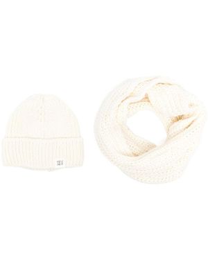 Peuterey Wool Beanie And Scarf Set - Natural