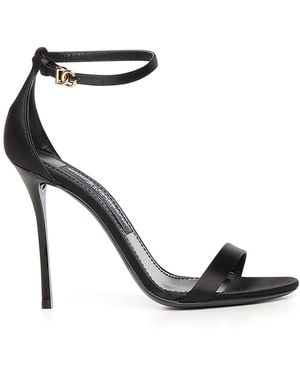 Dolce & Gabbana Satin Slingback With Logo - Black