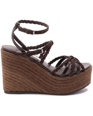 Jimmy Choo Nyra Leather And Raffia Sandals - Brown