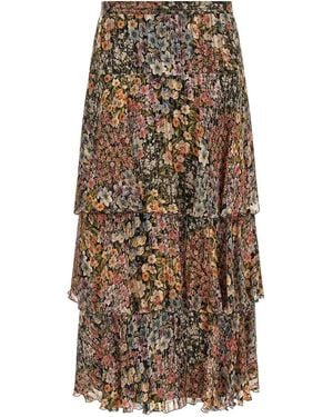 Valentino Garavani Floral Silk Asymmetric Midi Skirt - Natural