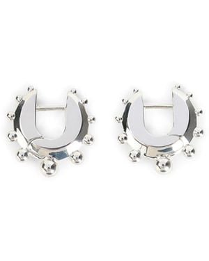 Phoebe Philo Beaded Hoop Small Earrings - White