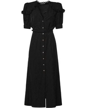 Alessandra Rich Moir Silk Jacquard Midi Dress - Black