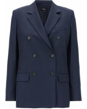 Theory Double-Breasted Blazer - Blue