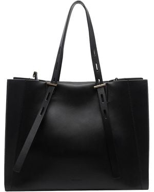 MINOBOSSI Leather Paulette Tote Bag - Black