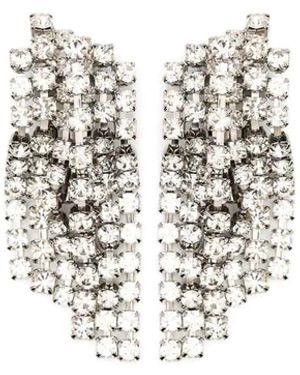 Helene Zubeldia Timeless Crystal Waterfall Earrings Clips - White