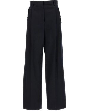 Lanvin Loose Leg Front Pleat Trousers - Blue