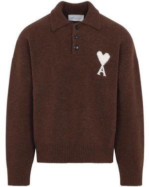 Ami Paris Ami Adc Polo - Brown