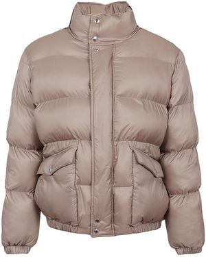 McQueen Graffiti-Printed Collar Quilted Puffer Jacket - Grey