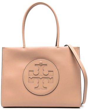Tory Burch Ella Bio Small Tote With Logo - Natural