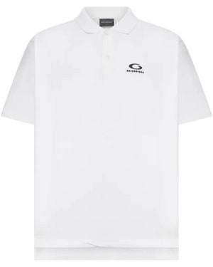 Balenciaga Cotton Pique Polo Shirt With Sport Icon Logo - White