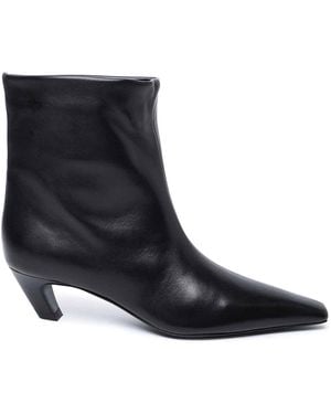 KHAITE Dallas Leather Ankle Boots - Black